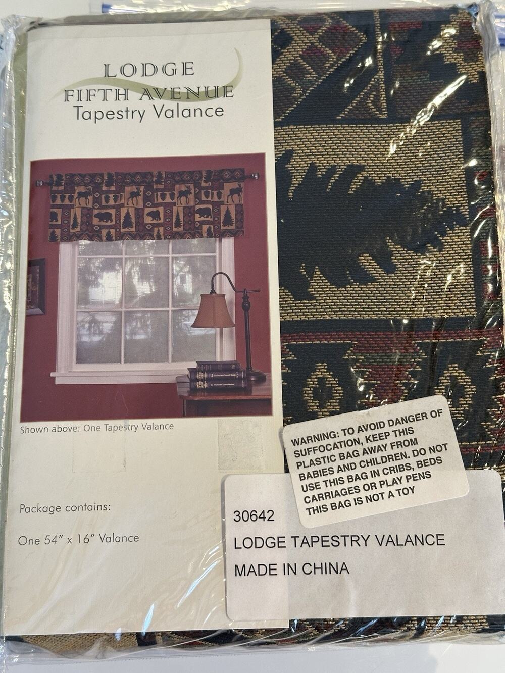 Pine Creek Lodge Tapestry Window Valance Modern Rustic Woven Pattern 54"x16"-NEW